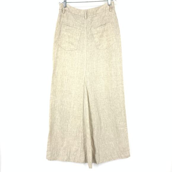 Reformation Tazz Oatmeal Maxi Skirt with Front Slit Womens Sz 2 100% Linen - Picture 2 of 6
